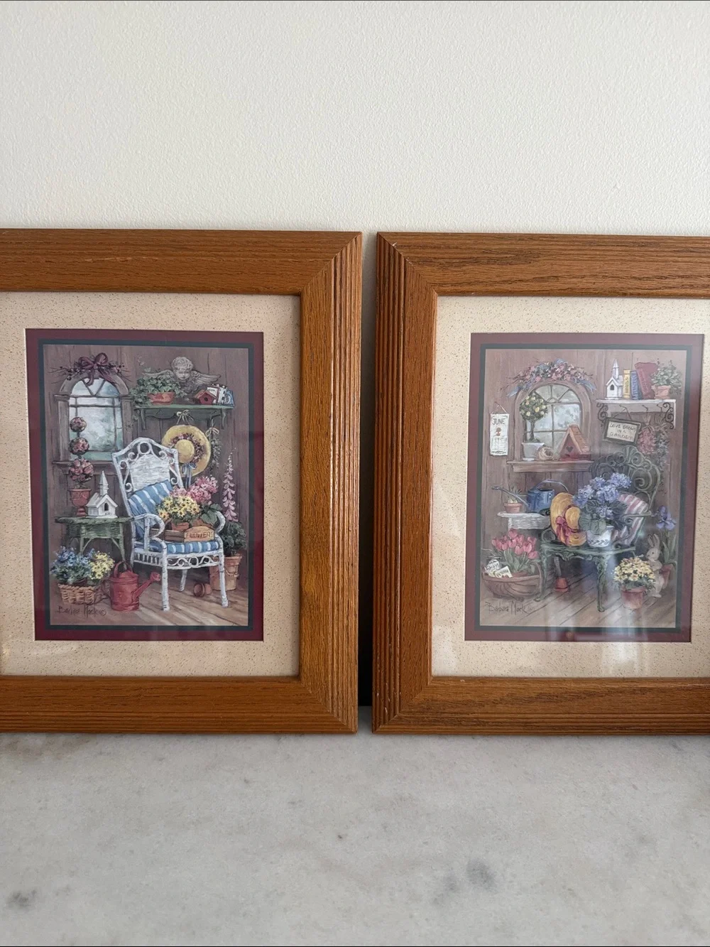 2 Vintage Home Interiors garden themed artwork by Barbara Mock